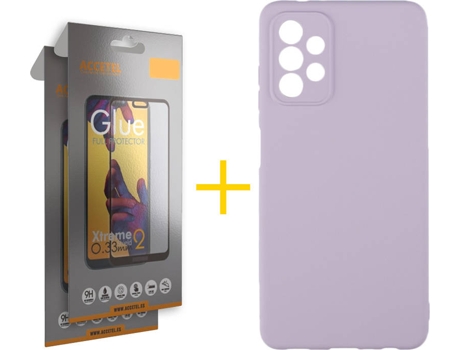 Kit Funda + Protector de Pantalla Samsung A32 5G ACCETEL Cristal Templado 5130 Morado