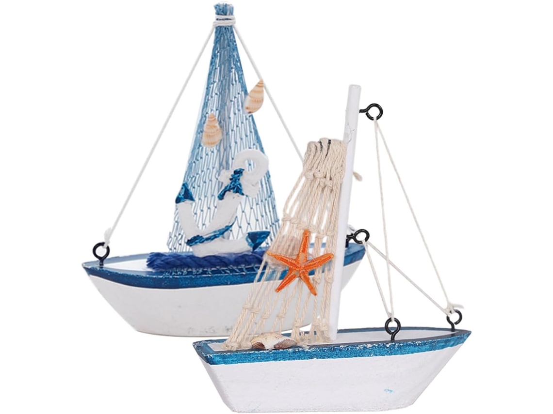 Maqueta Velero Mediterráneo Material Sintético Juego 2 Piezas Decoración Náutica Segura Práctica Regalos Otros