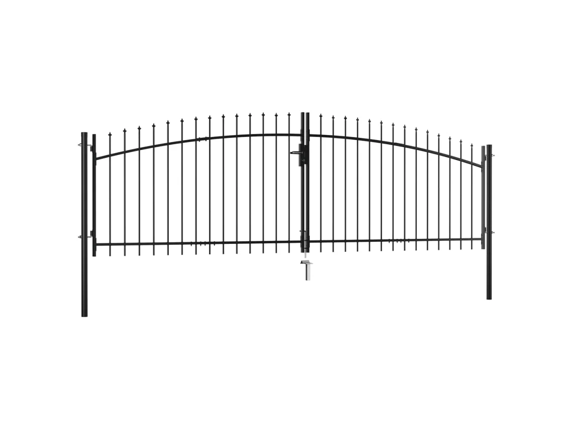 Puerta de valla con doble puerta y punta de lanza, 400 x 175 cm, WSD34001, Lovely Home