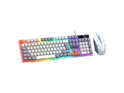 Teclado y ratón silenciosos para juegos con retroiluminación LED de 104 teclas, cable USB, blanco Everley891