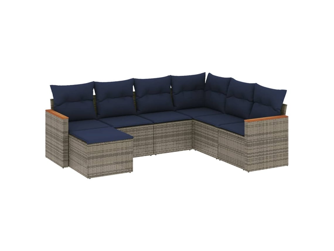 Maison Exclusive - Conjunto De Sofá De Jardín De 7 Piezas Con Cojines, Poliratán Gris