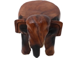 Taburete De Madera Maciza Con Forma De Elefante Tallado.