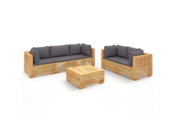 Conjunto 6 muebles de jardín VIDAXL y cojines madera maciza teca