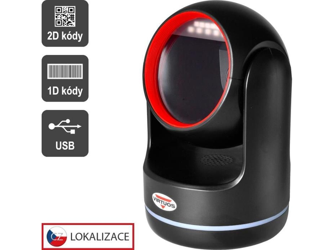 Lector de tarjetas de memoria Virtuos HT 861a 2D, estacionario, USB, negro (emulación de teclado/RS-232)