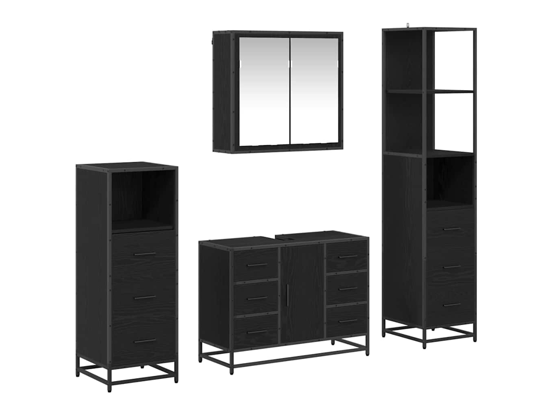Conjunto de muebles de baño con puerta, roble negro, 4 piezas, MAISON EXCLUSIVE