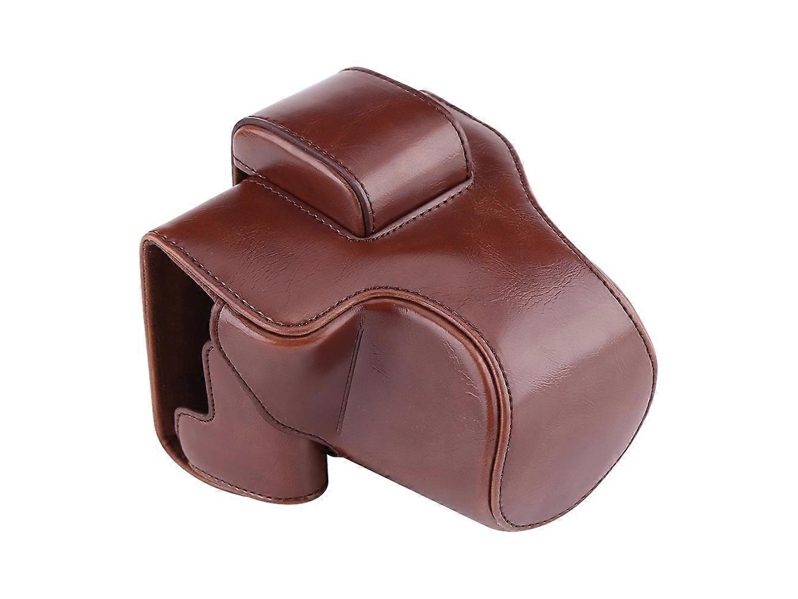 Funda protectora de cuero sintético Facpoet para cámara Canon Eos M5 (café)