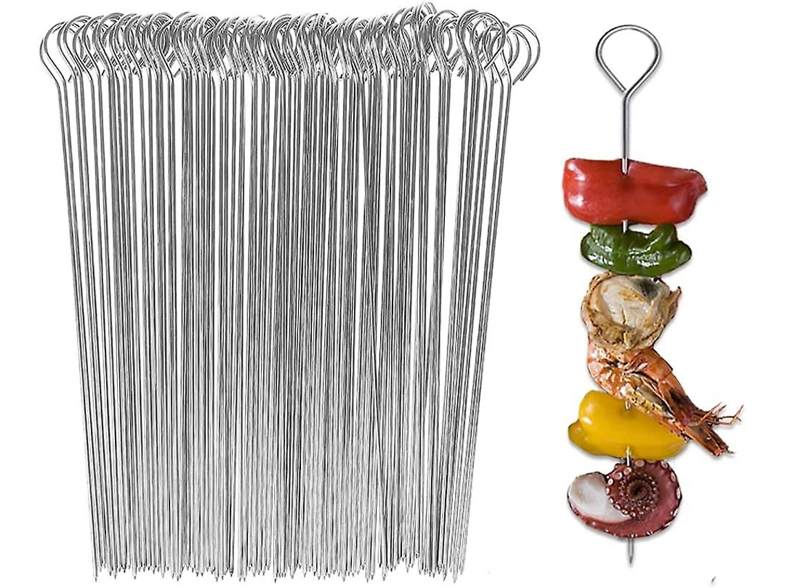 Pinchos De Barbacoa De Acero Inoxidable 20cm Reutilizables Para Carne Verduras 50pcs