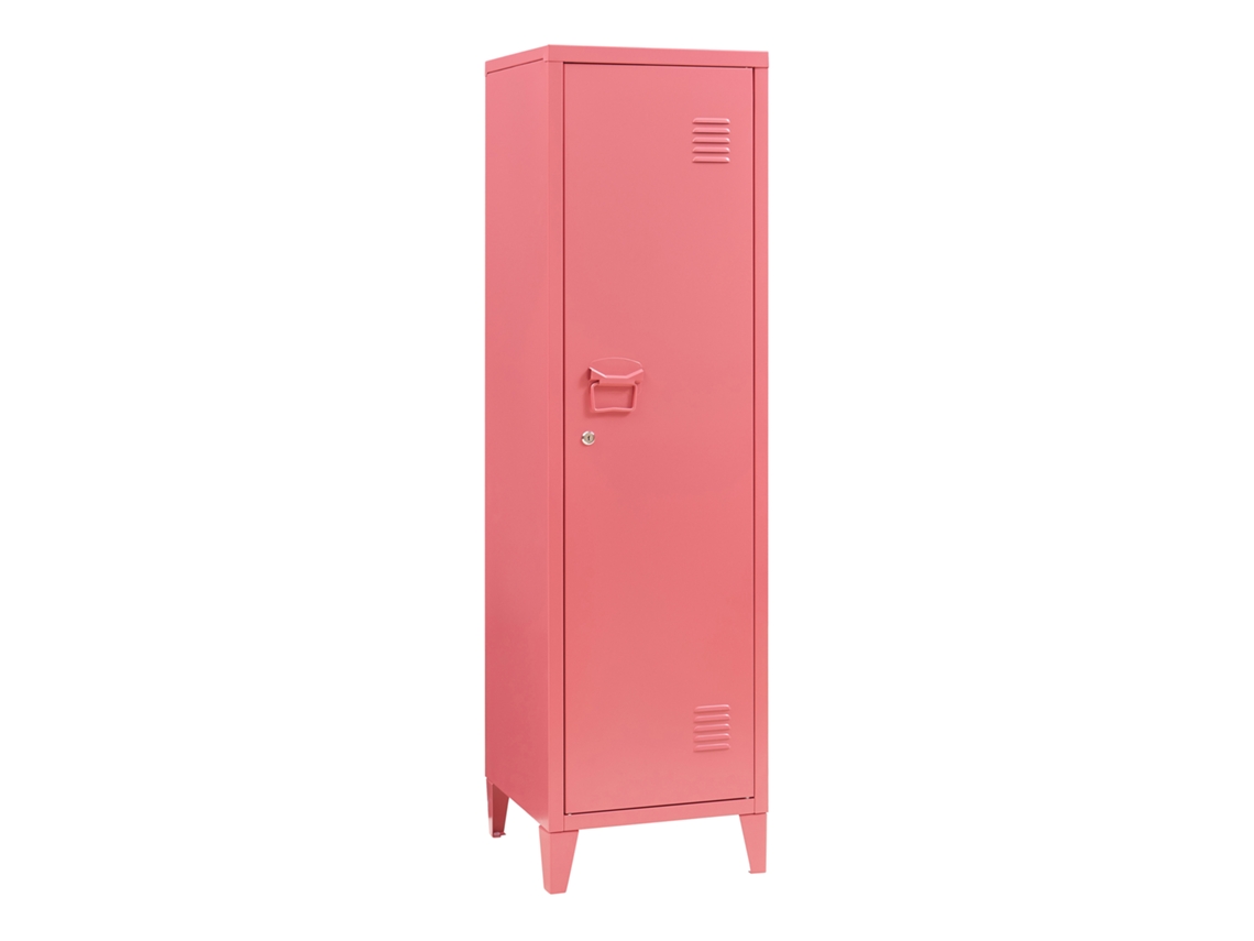 Taquilla individual Kurikka con 2 estantes, metal, 137x38x38 cm, rojo sandía, [EN.CASA]