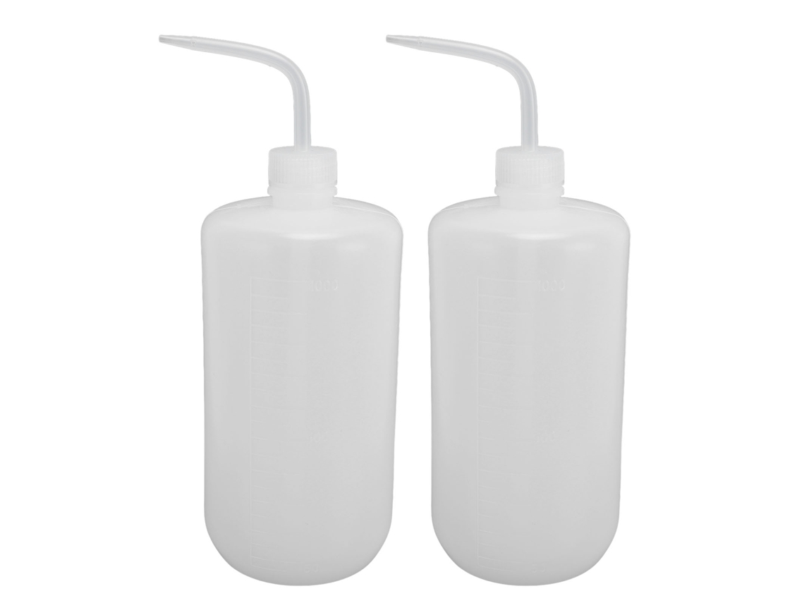 2 Piezas Botella De Lavado 1000ml De Plástico Segura Laboratorio Herramienta De Presión Con Boca Angosta
