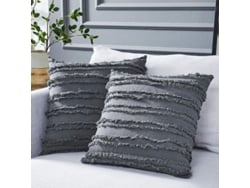2026-40668-funda De Almohada Gris Para Sofá Cama, Algodón Lino Decorativo, 18x18 Pulgadas, Set De 2