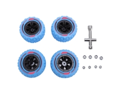 Conjunto De 4 Pneus De Carro Rc Com Parafusos M3 M4 Borracha Universal Para Crawler 1/14 1/16 Azul