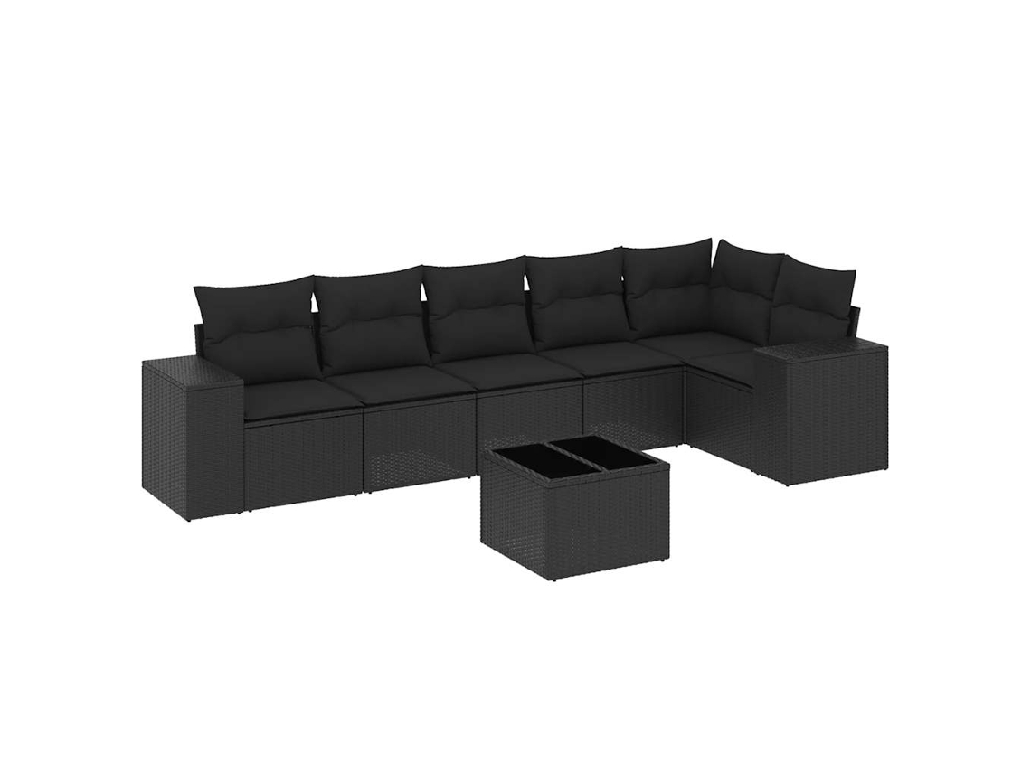 Maison Exclusive - Set De Comedor De Jardín 7 Pzas Y Cojines Ratán Sintético Negro