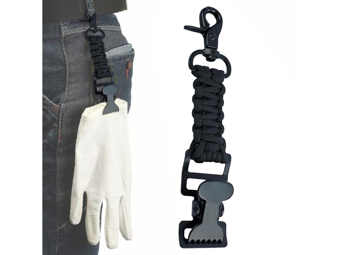 Clip Para Sujetar Guantes: Correa De Sujeción De Paracord Trenzado De 17,2 X 3 Cm, Sistema De Abrazadera De Metal,