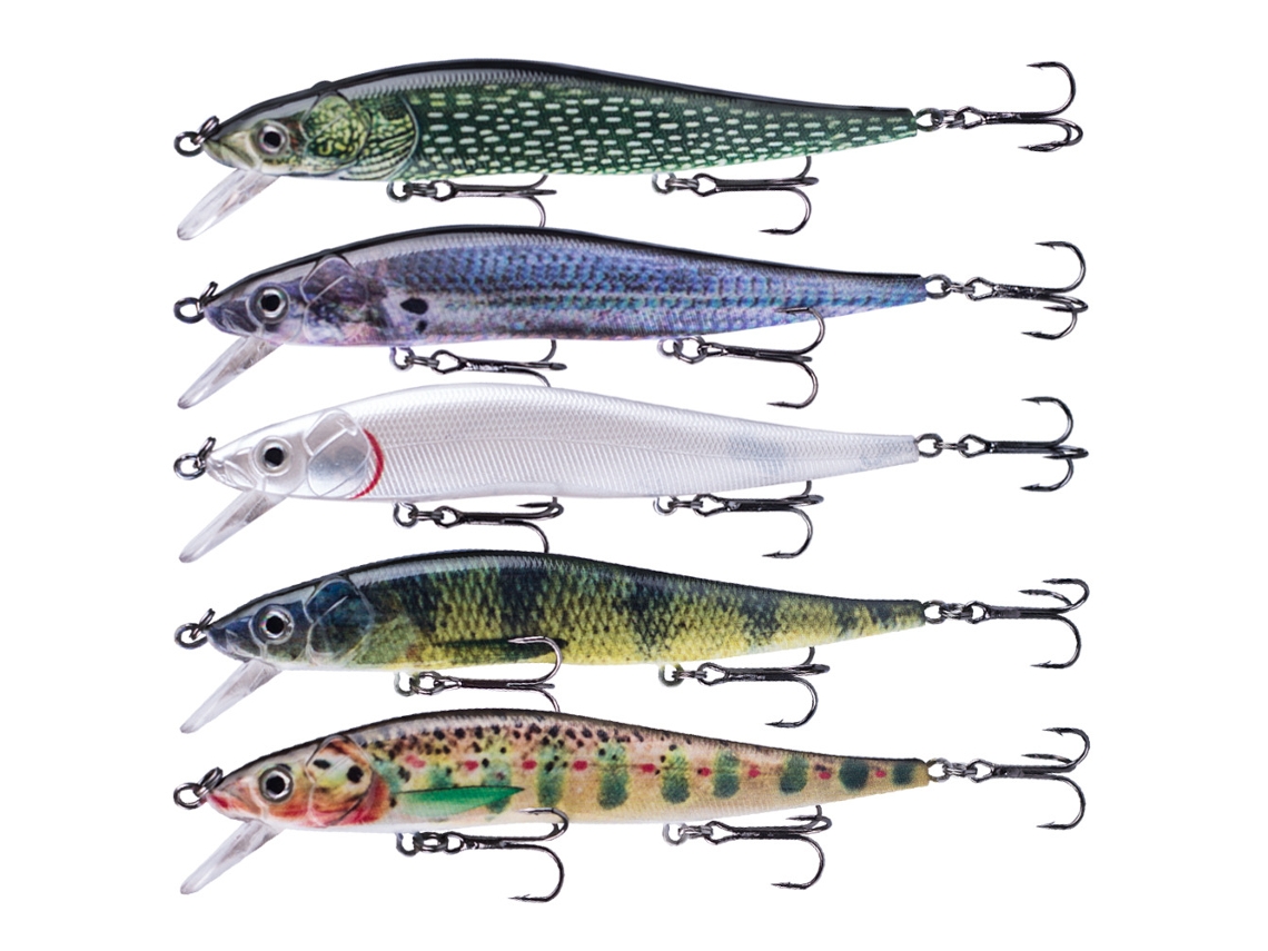 Señuelo De Pesca Minnow De Hundimiento Con Ojos 3d Y Triple Azúcar Para La Pesca De Lubina, 12 Cm, 13,3 G