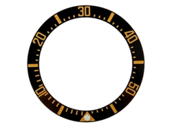 Bisel de cerámica de 40 mm para relojes con números dorados sobre base negra.