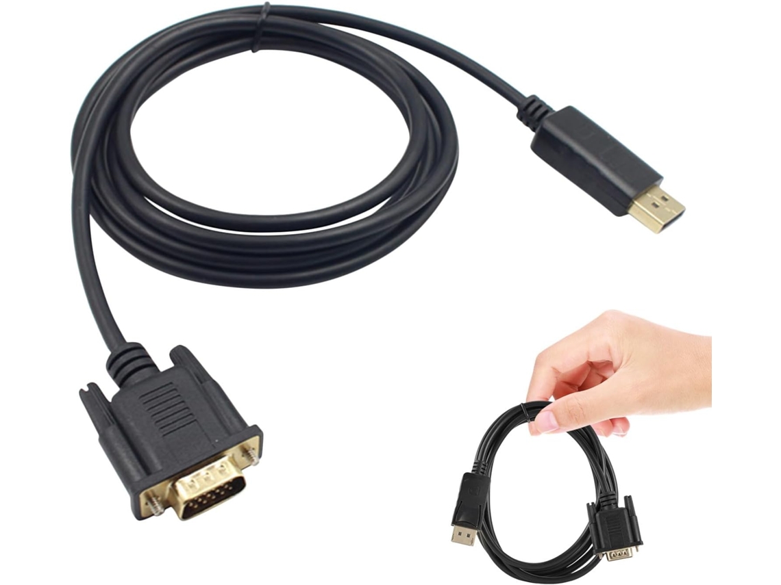 Cable Vga De 1,8 M Con Núcleo De Cobre Chapado En Negro Para Conversión De Vídeo.