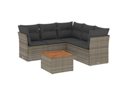 Maison Exclusive - Set De Muebles De Jardín 6 Pzas Y Cojines Ratán Sintético Gris