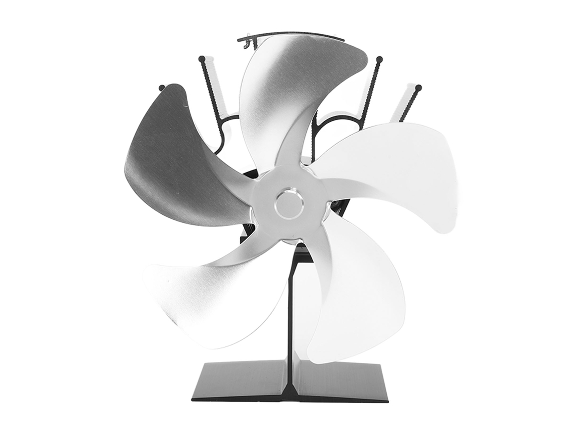 Ventilador térmico para invernadero, 5 aspas, plateado, autogenerador.