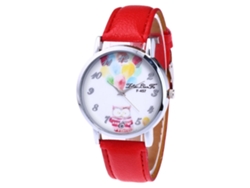 Reloj De Pareja De Cuarzo Con Correa De Cuero Lichee Grain Para Mujer Y Hombre Rojo