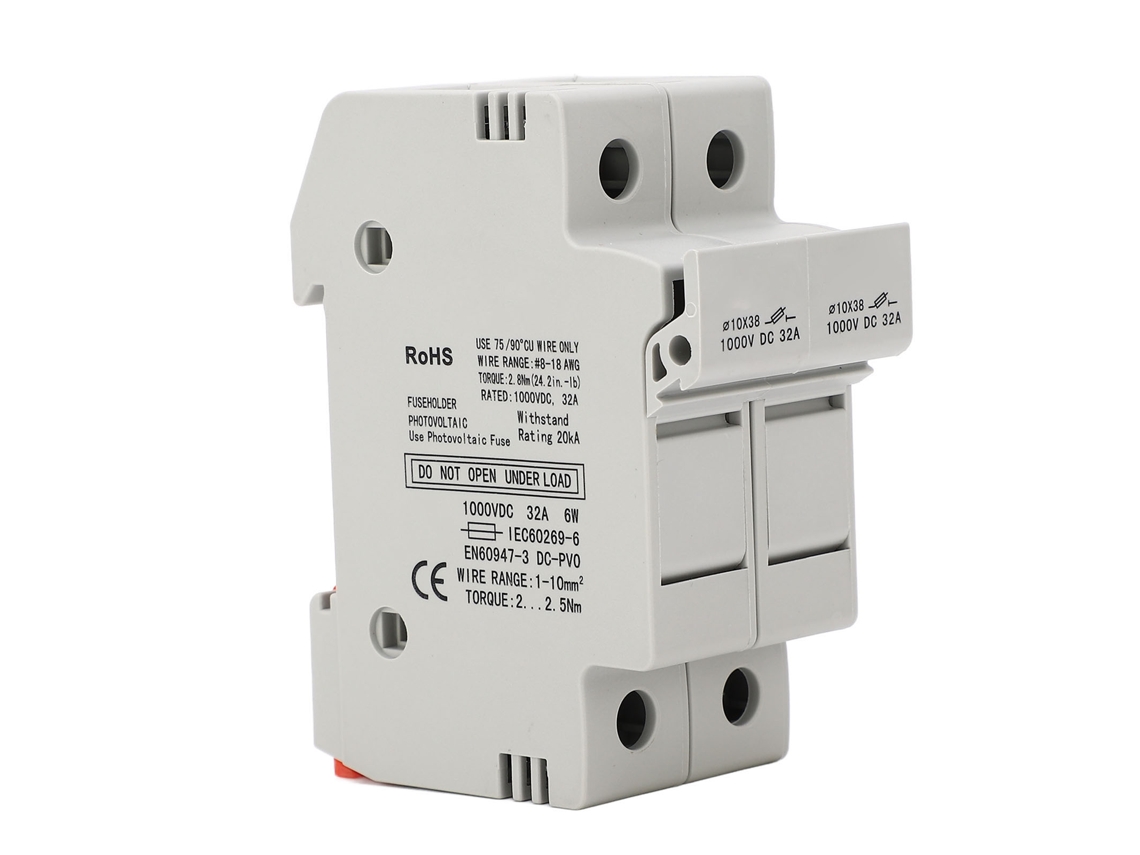Portafusibles Midget De 2 Polos, 32 A, 1000 V Cc, Protección Contra Cortocircuitos Para Sistemas Fotovoltaicos.