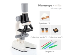 Microscopio infantil, aumento de 100x a 1200x, apto para niños de 3 a 12 años, color blanco (1 unidad)