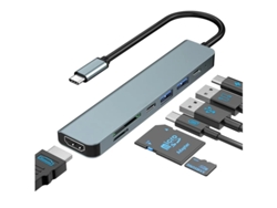 Concentrador USB C, adaptador 7 en 1, adaptador multipuerto con HDMI 4K, 1 USB Ce, 2 USB A, PD 100 W, SD/TF, estación de acoplamiento USB C para MacBook Air.