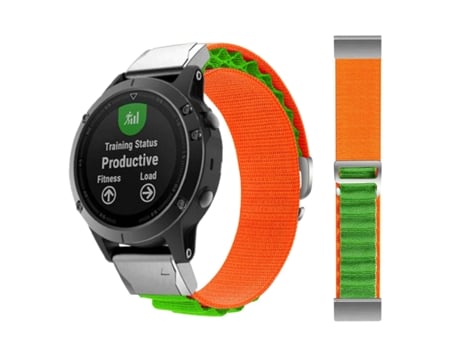 Correa Alpine G-Hook Ajustable Garmin Fenix 7 Sapphire Solar Edition Naranja y Verde
