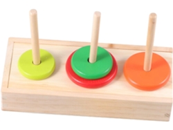 Torre de rompecabezas de madera con anillos coloridos para niños y niñas - Bloques educativos para el desarrollo - CHABERLU
