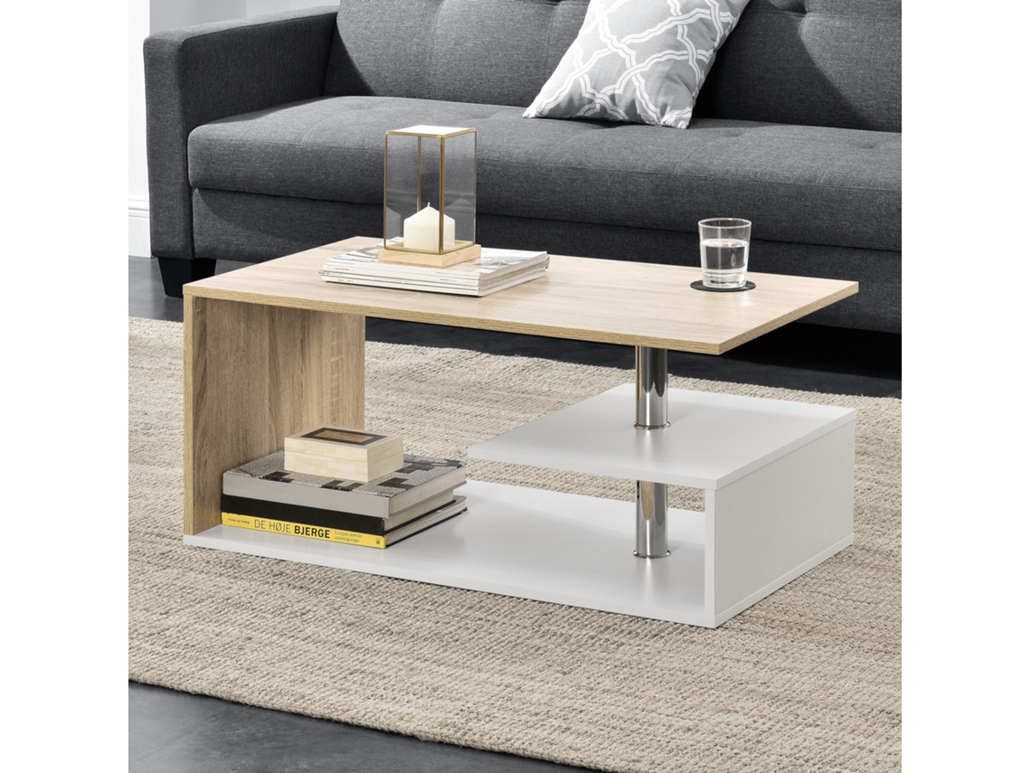 Mesa de Centro [EN.CASA] Salón  (Blanco - Tablero De Partículas - 90 x 50 x 41 cm)