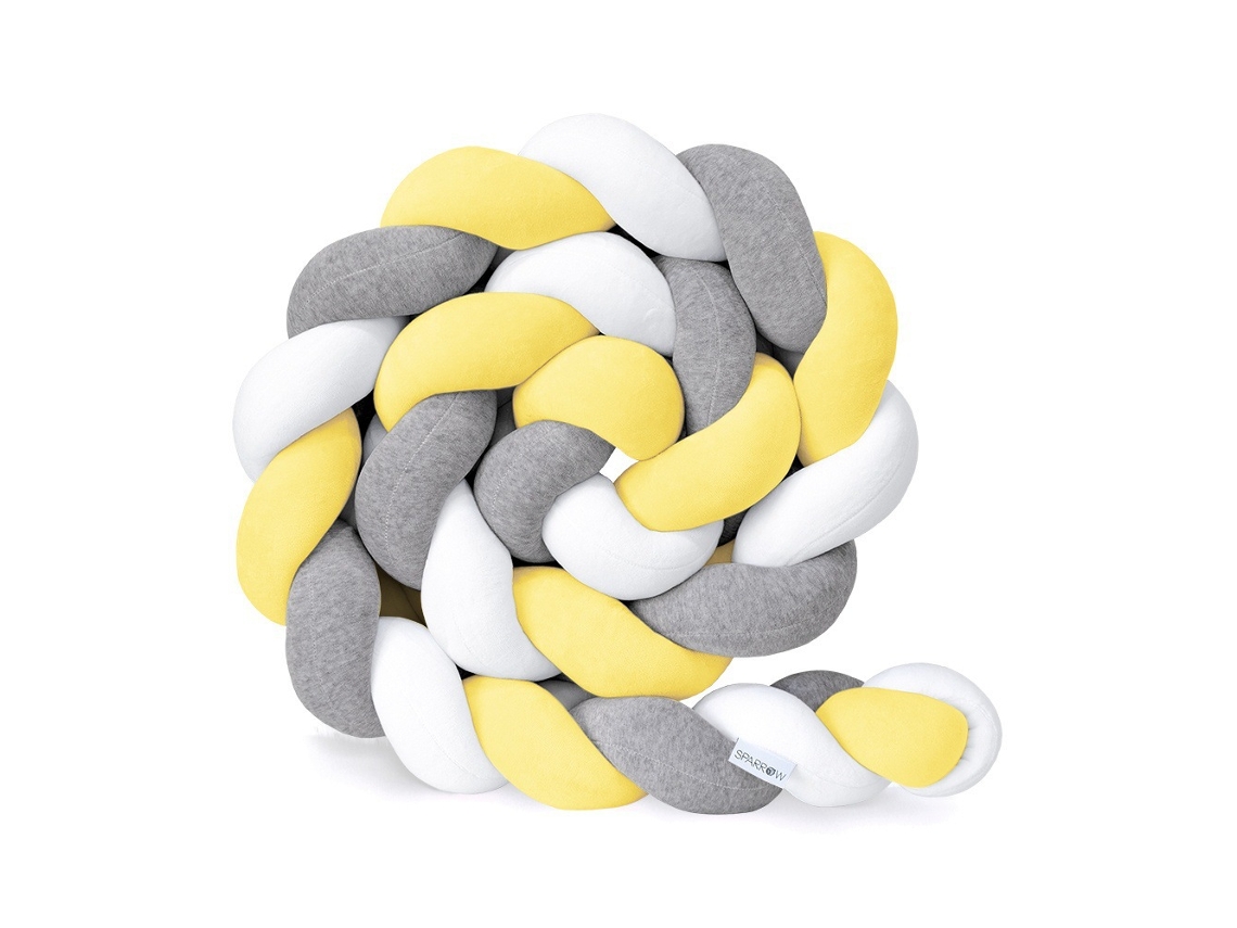 Protector de cuna suave y transpirable, cojín protector para cuna (blanco, gris, amarillo - 1 metro) Specment