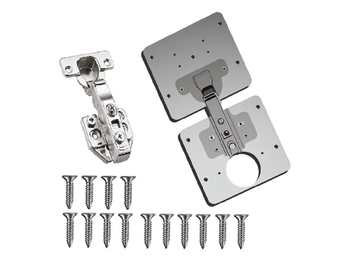 Accesorio de reparación de bisagras para puertas de gabinete, fácil instalación, acero inoxidable de 3,9 x 3,5 (2 placas, 1 bisagra, 16 tornillos)