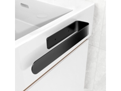 Toallero negro sin taladrar ni instalar con taladro de 20 cm, toallero pegado para baño y cocina Jortmrd