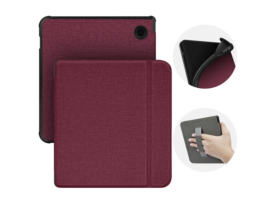 Funda Para Kobo Libra H2o 2019 De 7 Pulgadas Tolino Con Textura De Tela Roja Siurn
