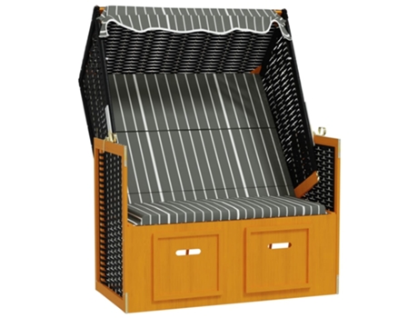 Silla playa Strandkorb dosel ratán sintético VIDA XL madera negro gris