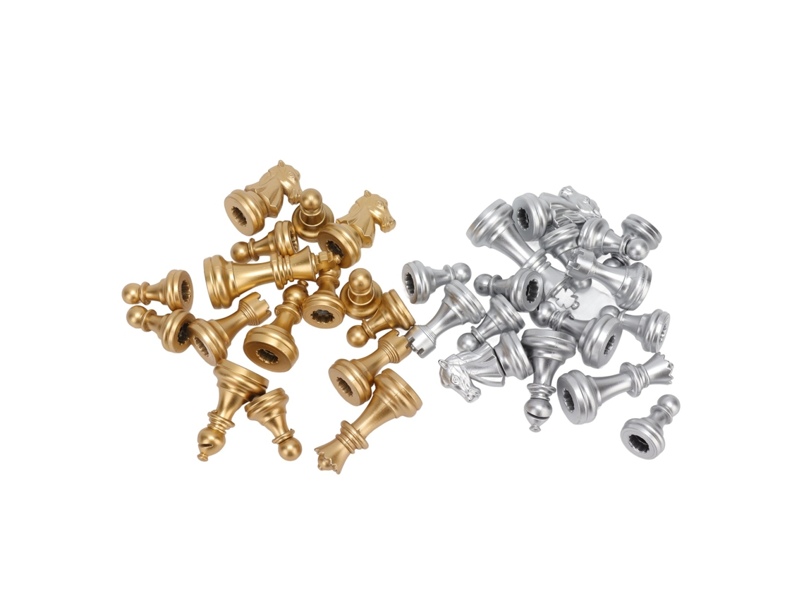 Juego De Ajedrez De 32 Piezas Con Rey, 4,9 Cm, En Ps Para Adultos Y Niños, Color Oro Y Plata.