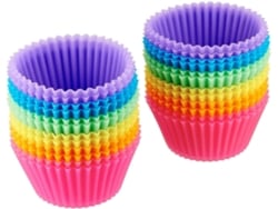 24 Moldes De Silicone Reutilizáveis Para Cupcakes/magdalenas - Resistentes A Altas Temperaturas De Até 220 °c - Cores Vibrantes