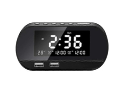Radio reloj GOKOCO con radio FM, reloj despertador digital y doble alarma.