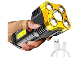 Antorchas LED súper brillante, linterna fuerte luz USB recargable, foco LED linterna portátil potente reflector (amarillo) YIZHOOD