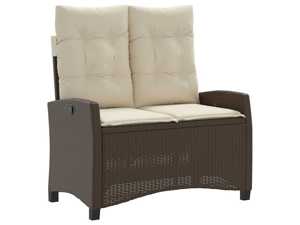 Maison Exclusive - Banco de jardín reclinable con cojines y patas de mimbre marrón