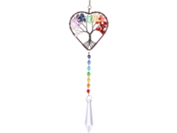 Colgante De Cristal En Forma De Corazón, Árbol De La Vida, Colgante, Adorno, Piedra De Chakra, Ventana, Bola De Cristal