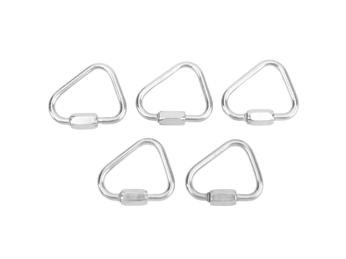 5 Mosquetones Triangulares Con Cierre, Acero Inoxidable, 3,5 Mm, Portátiles Para Camping, Senderismo Y Actividades Al Aire Libre.