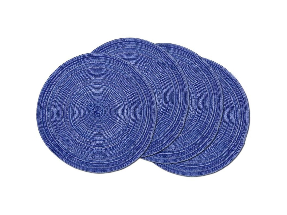 2026-tapetes Redondos De Tejido 15 Pulgadas Lavables Para Mesa De Cocina Hogar Boda Fiesta (azul Blanco, 4)