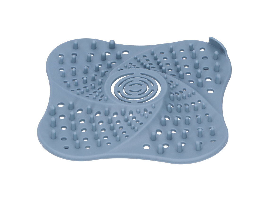 Tapa de desagüe de baño con filtro anticabello y antibloqueo azul