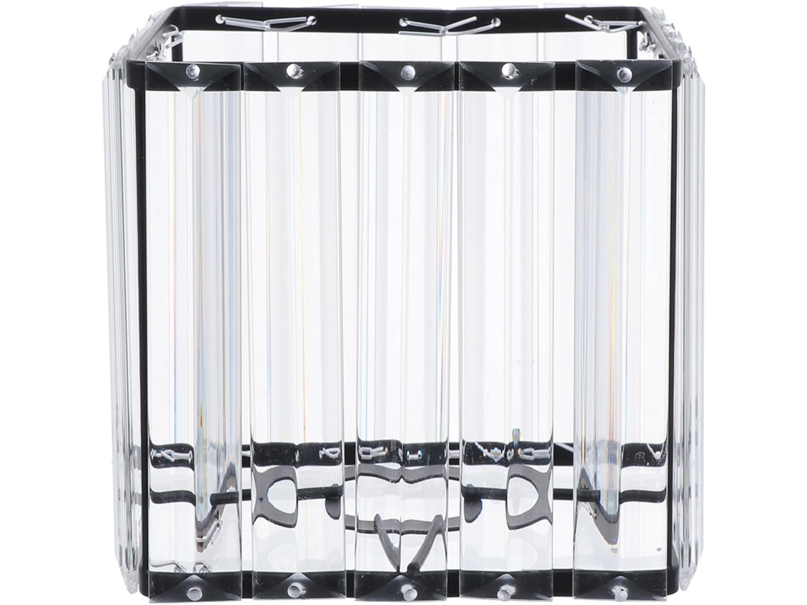 Pantalla De Lámpara Cuadrada De Cristal De Hierro Forjado Con Recubrimiento De Polvo Negro De 4 Cm, Compatible Con Lámparas De Techo Y Pared.