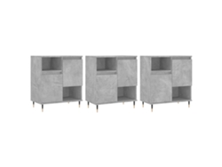Conjunto 3 Aparadores  VIDAXL madera contrachapada gris hormigón