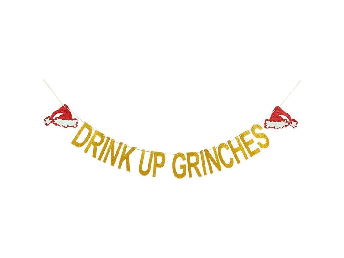 Guirnalda Del Grinch Con Purpurina Dorada Para Decoraciones Navideñas Y Fiestas Temáticas Del Grinch.