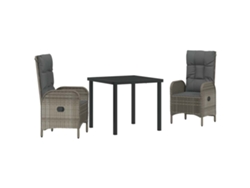 Maison Exclusive - Conjunto De Comedor De Jardín 3 Pcs Gris Ratán Sintético