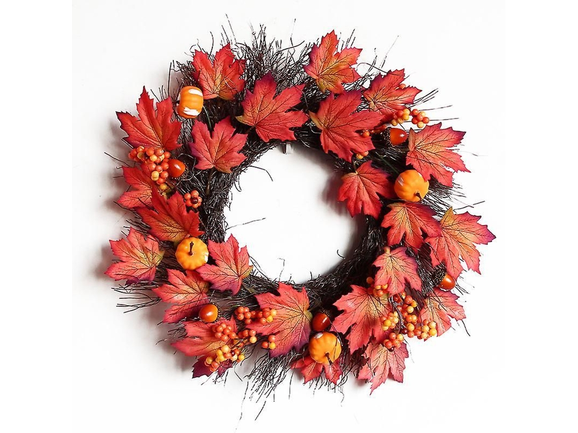 2026-guirnalda De Otoño Simulada 40cm Linjou Para Puerta Decoración Accesoorio Para Acción De Gracias Navidad