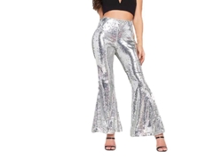 2026-leggings De Pata Ancha Metálicos Brillantes Para Mujer, Pantalones Sexy De Cintura Alta
