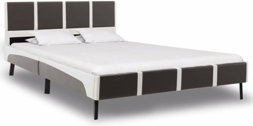 Estructura Cama Cuero gris y blanca 135x190 cm vidaxl dimensiones del 200x140x68